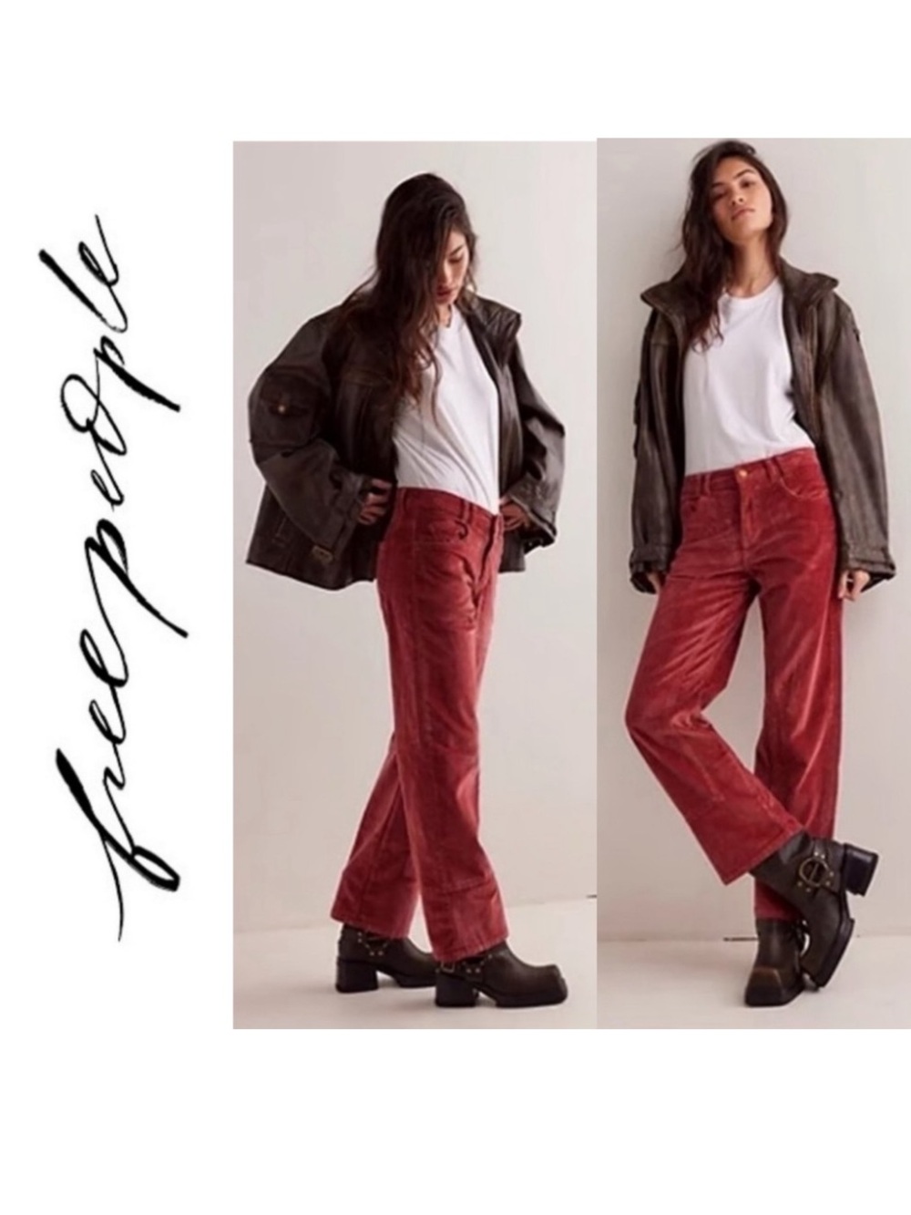 NEW FREE PEOPLE We The Free Risk Taker High Rise Cord Straight Leg 29 NWOT